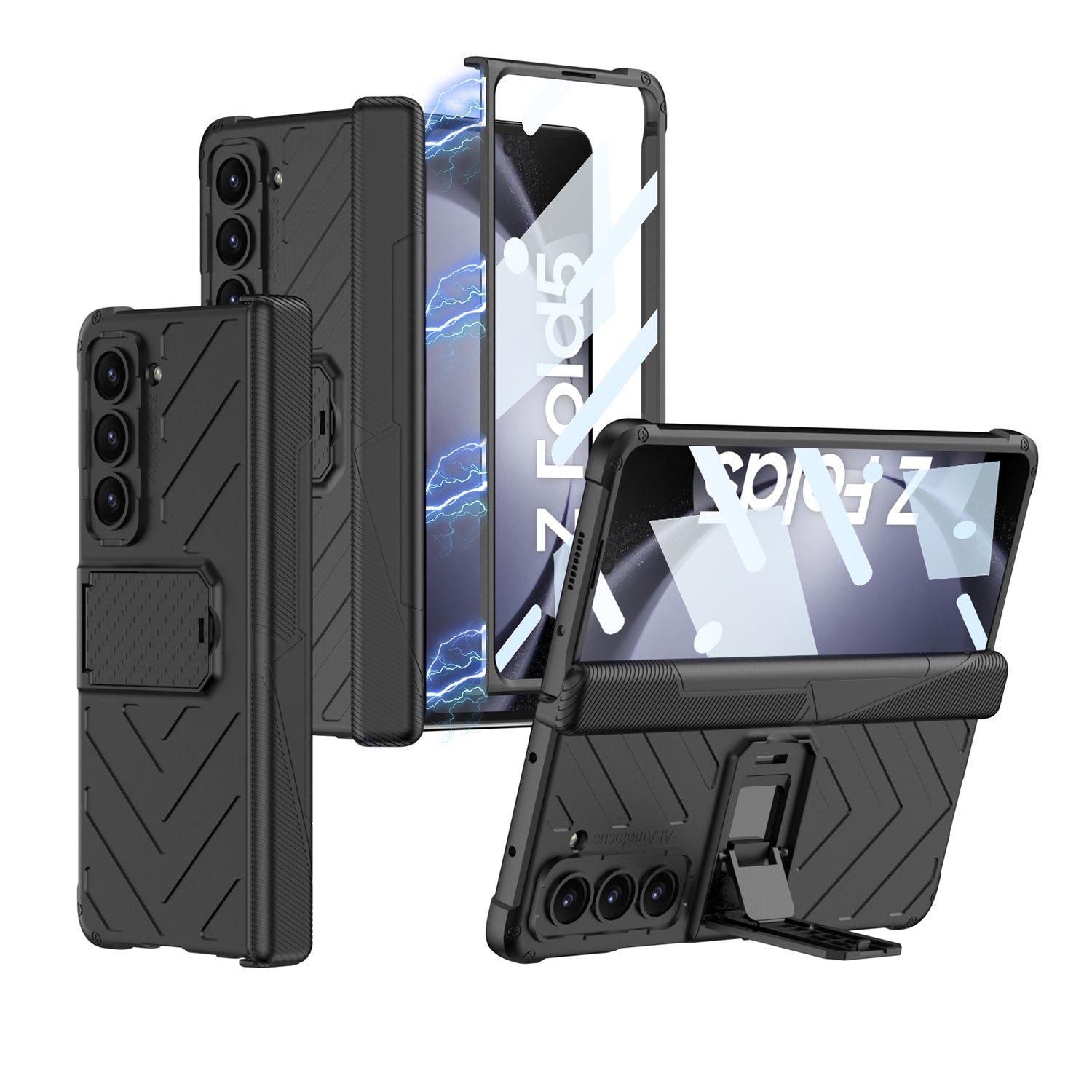 GKK Armor Magnetic Phone Case for Samsung Galaxy Z Fold5 5G Hard PC Kickstand Phone Cover with Tempered Glass Screen Film GKK Armor Magnetic Phone Case for Samsung Galaxy Z Fold5 5G Hard PC Kickstand Phone Cover with Tempered Glass Screen Film